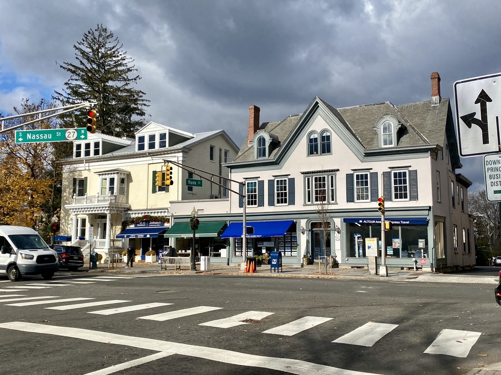 The corner of Nassau Street and Bank Street, a short walk from the shuttle